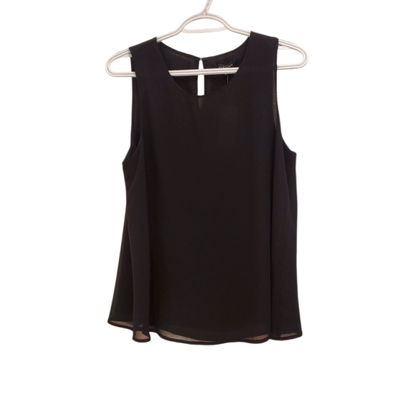 Pleione Sleeveless Blouse Keyhole Back Casual Tank Top Black XS - Picture 1 of 6